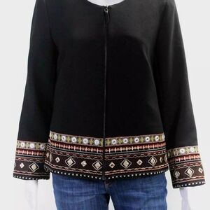 Queen Embroidered Jeweled Jacket Blazer Size 2 Black Lined